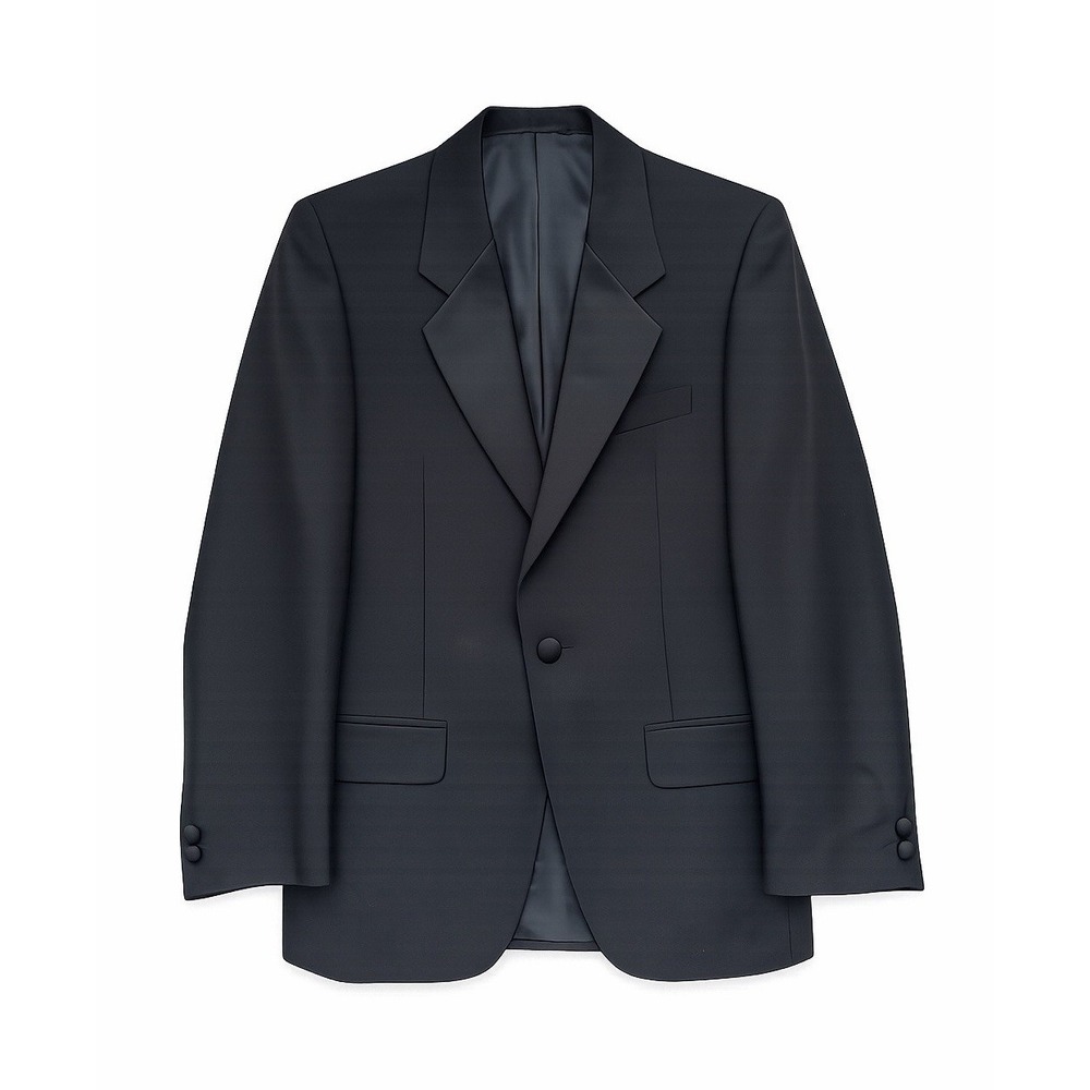 Buona Sera Men's 34R Black 100% Wool Tuxedo‎ Jacket Satin Peak Lapel Italy